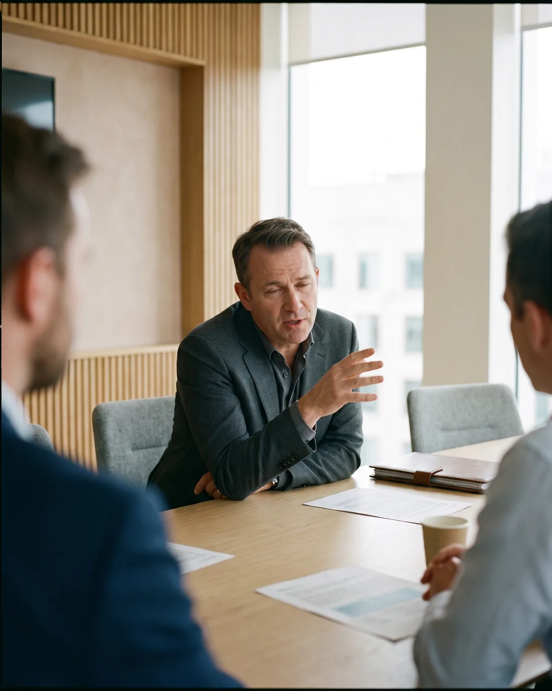 A senior CRO reviewing the work in a calm Chicago boardroom