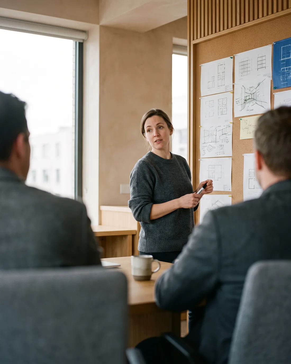 A senior CTO reviewing the work in a calm Chicago boardroom